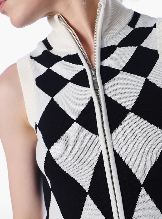 ONLY Patterned High-Neck Sleeveless Sweatshirt