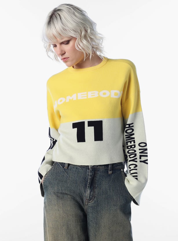 ONLY Typographic Colourblock Sweatshirt