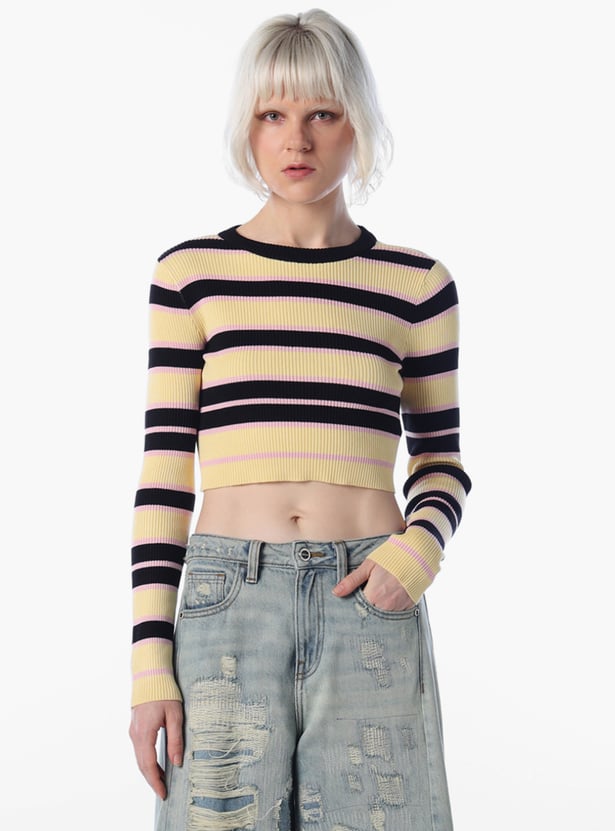 ONLY Striped Cropped Sweatshirt