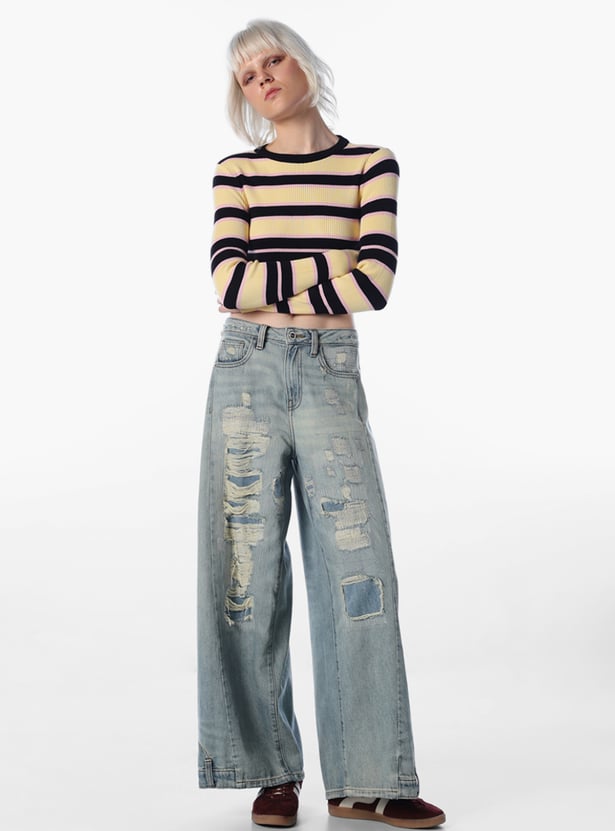 ONLY Striped Cropped Sweatshirt