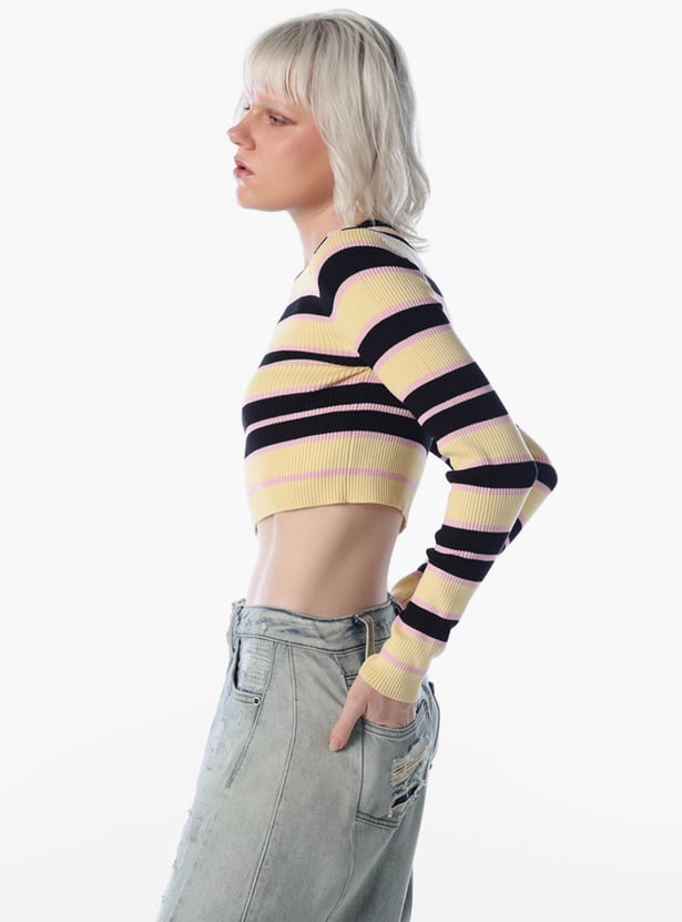 ONLY Striped Cropped Sweatshirt