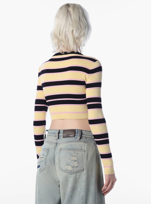 ONLY Striped Cropped Sweatshirt