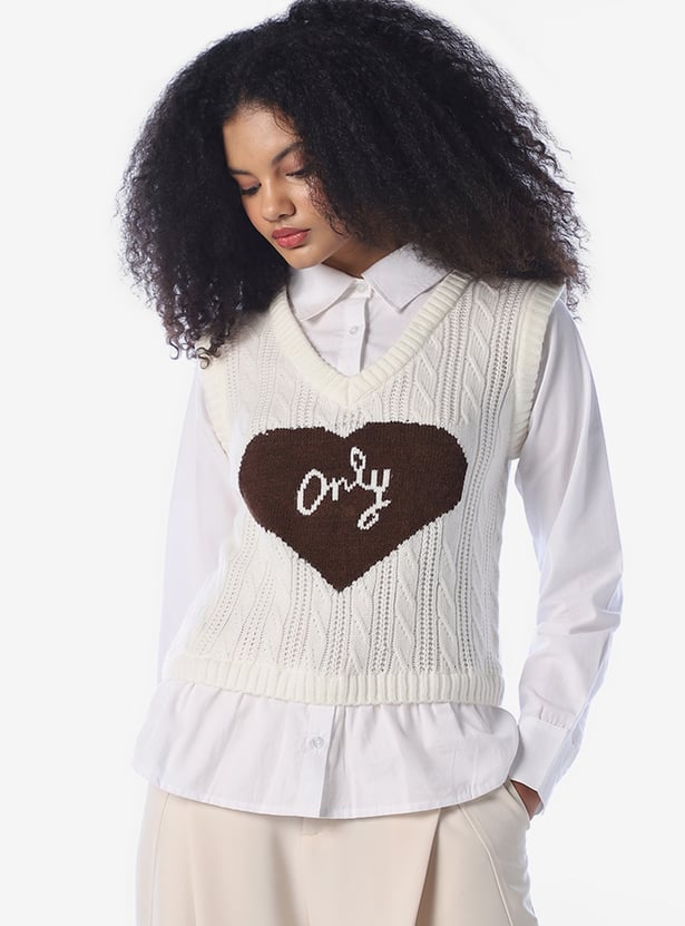 ONLY Cable Knit Sleeveless Sweater Vest