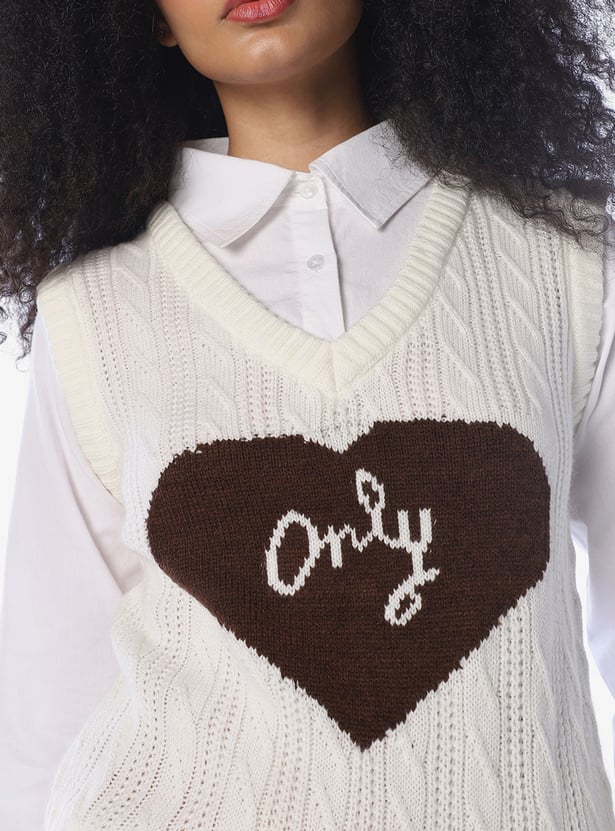 ONLY Cable Knit Sleeveless Sweater Vest