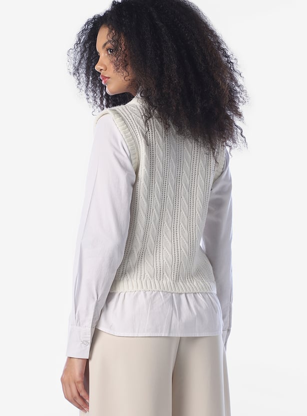 ONLY Cable Knit Sleeveless Sweater Vest