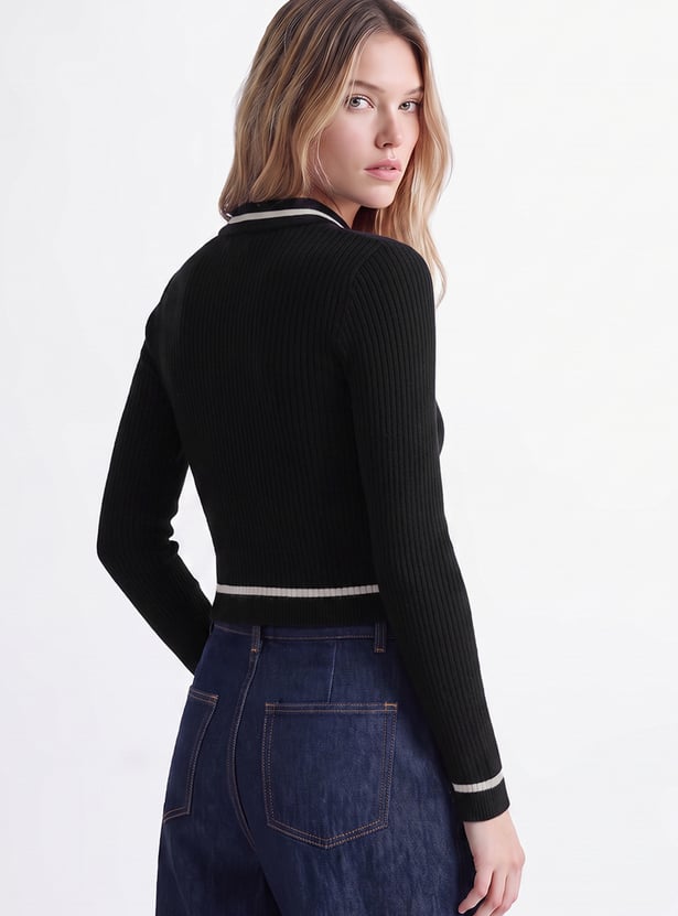 ONLY Ribbed Zip Through Sweatshirt