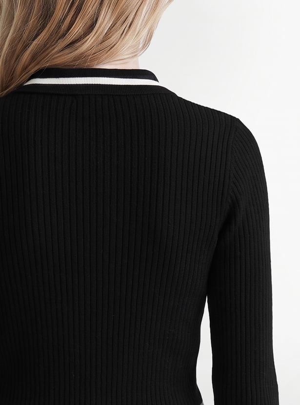 ONLY Ribbed Zip Through Sweatshirt