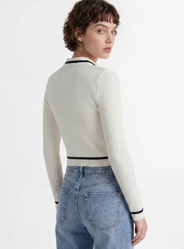 ONLY Ribbed Zip Through Sweatshirt