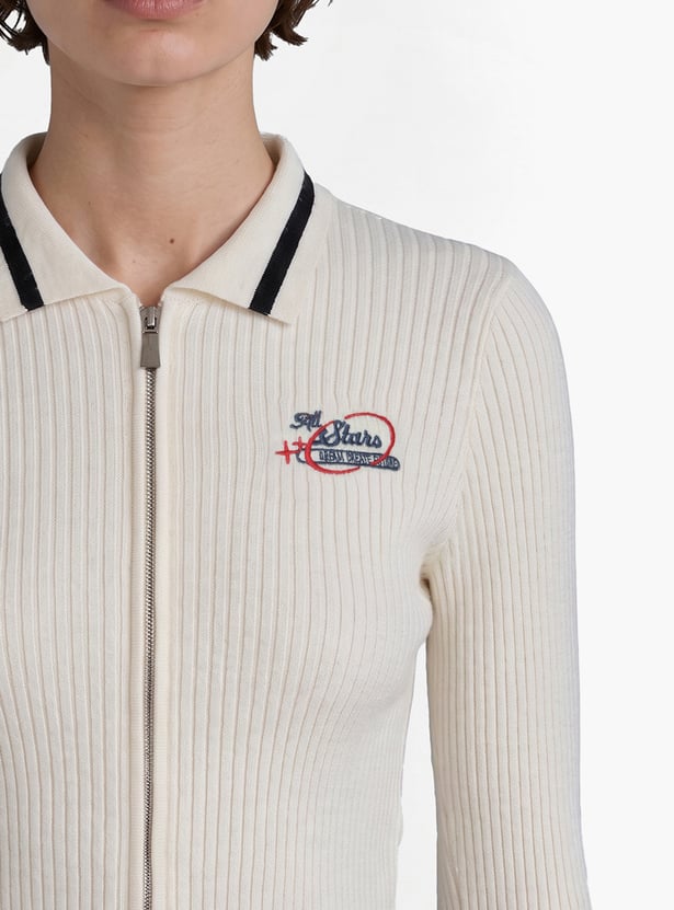 ONLY Ribbed Zip Through Sweatshirt