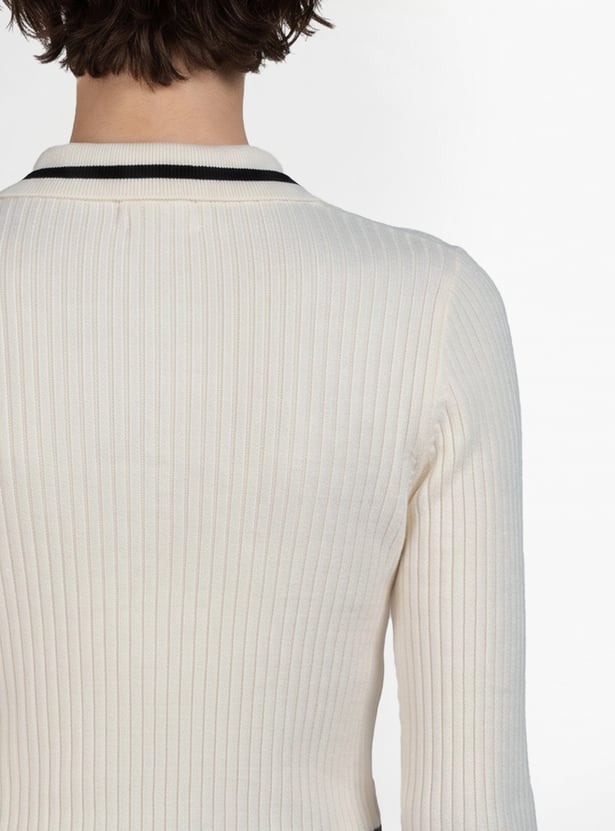 ONLY Ribbed Zip Through Sweatshirt