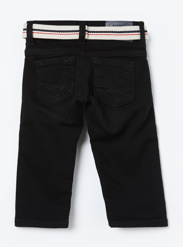 US POLO ASSN KIDS Washed Slim Fit Jeans with Belt