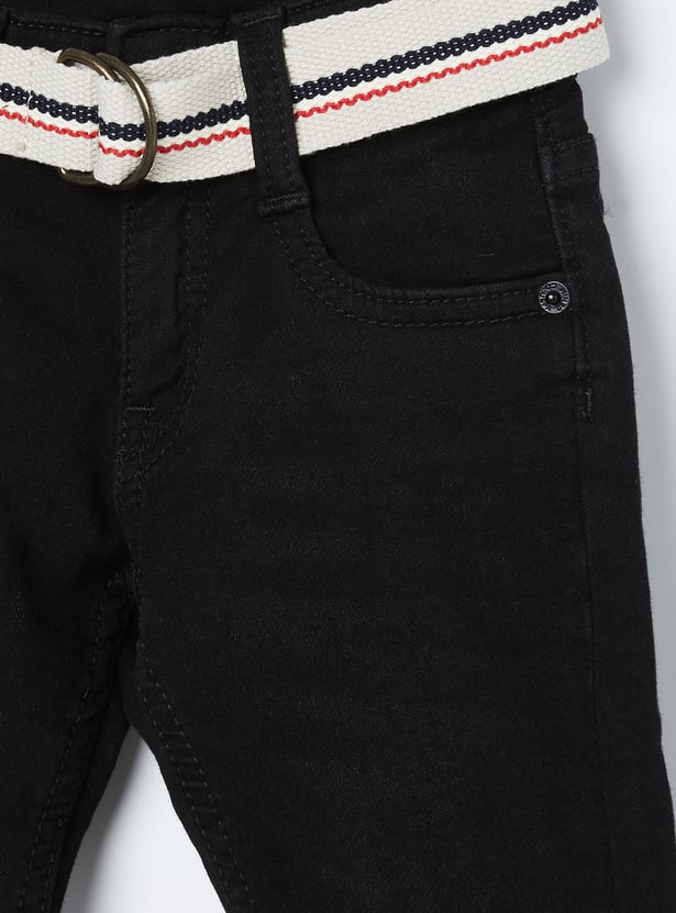 US POLO ASSN KIDS Washed Slim Fit Jeans with Belt