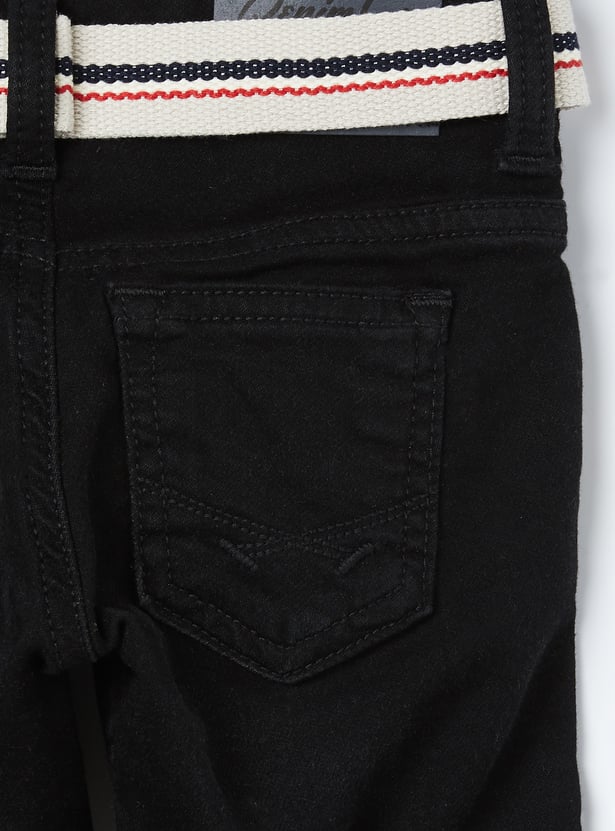 US POLO ASSN KIDS Washed Slim Fit Jeans with Belt