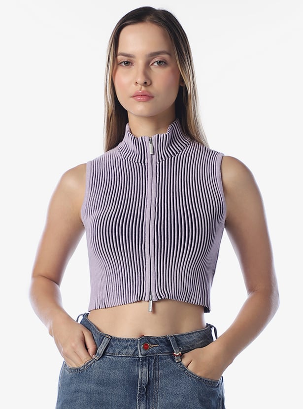 ONLY Textured Zip-Up Sweatshirt