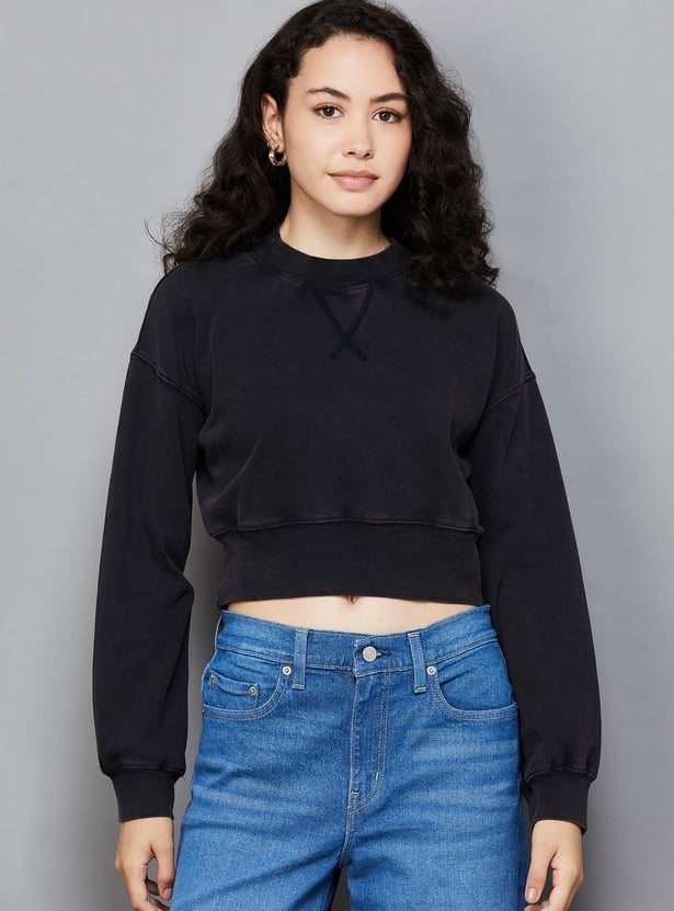 ONLY Solid Cropped Sweatshirt