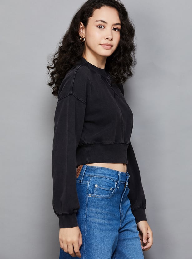 ONLY Solid Cropped Sweatshirt