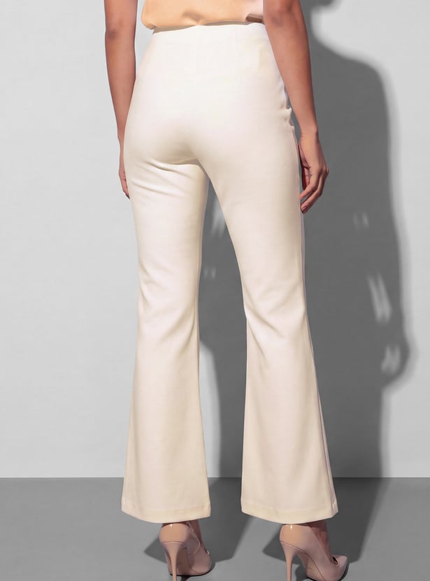 CODE Solid Flared Trousers