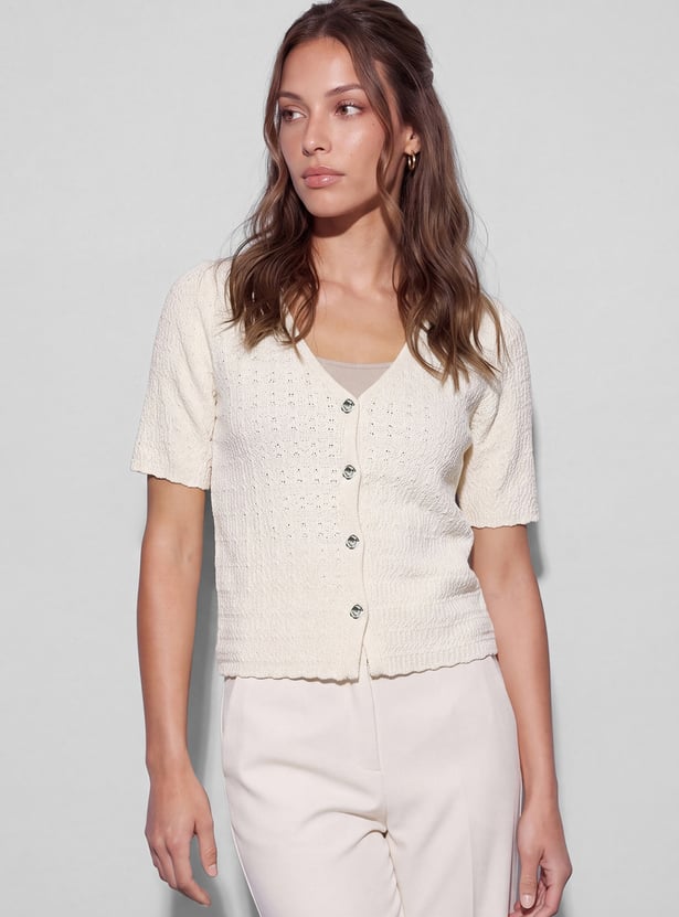 CODE Knitted Buttoned Cardigan
