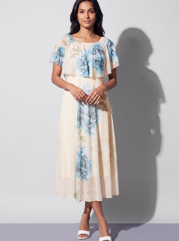 CODE Floral Print Fit & Flare Midi Dress