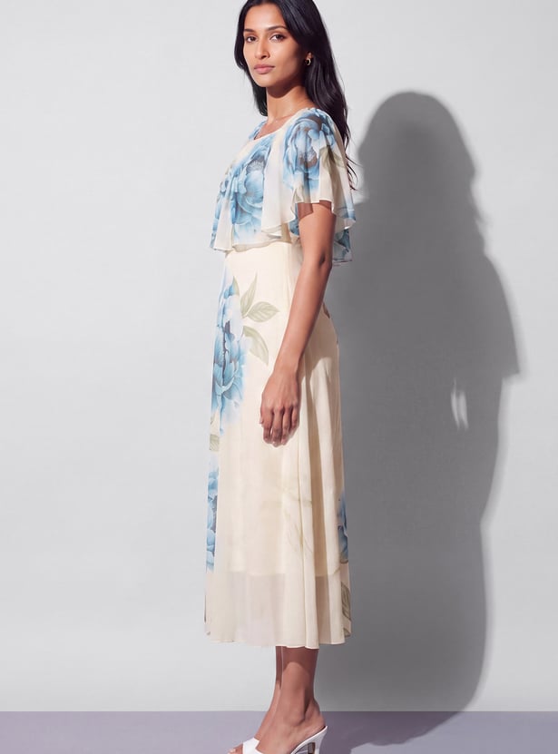 CODE Floral Print Fit & Flare Midi Dress