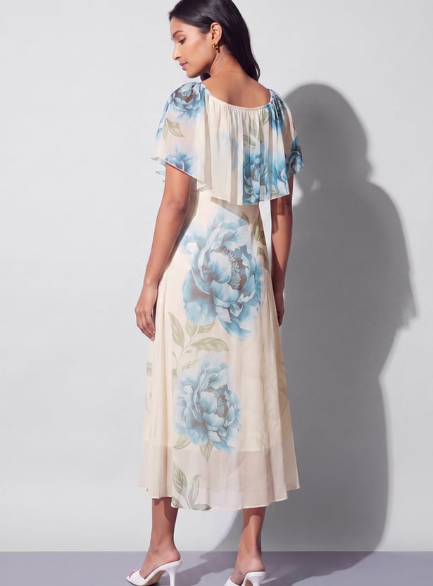 CODE Floral Print Fit & Flare Midi Dress