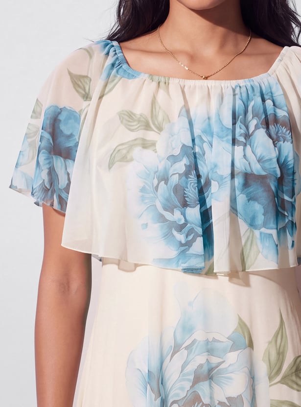 CODE Floral Print Fit & Flare Midi Dress