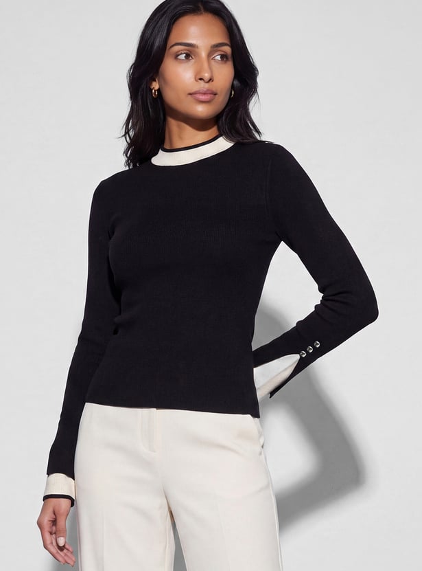 CODE Ribbed Design Knit Top