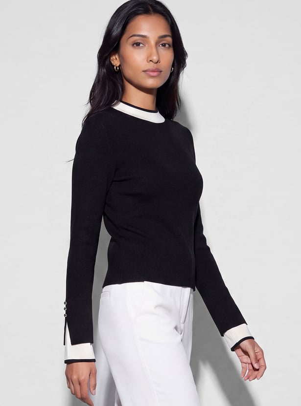 CODE Ribbed Design Knit Top