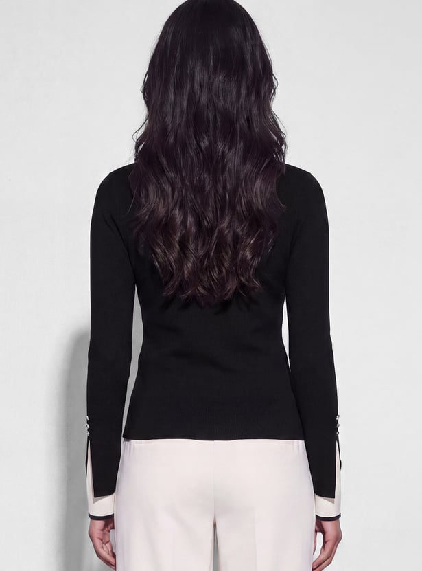 CODE Ribbed Design Knit Top