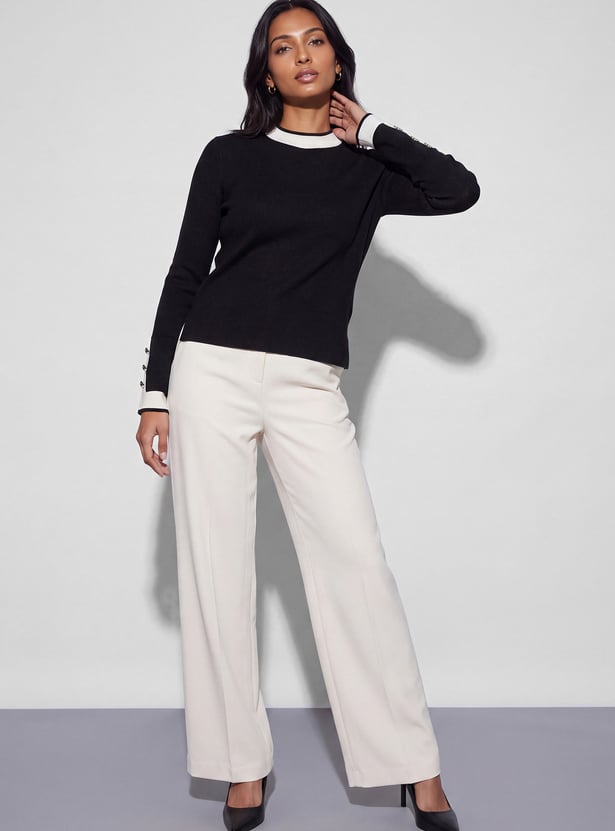 CODE Ribbed Design Knit Top