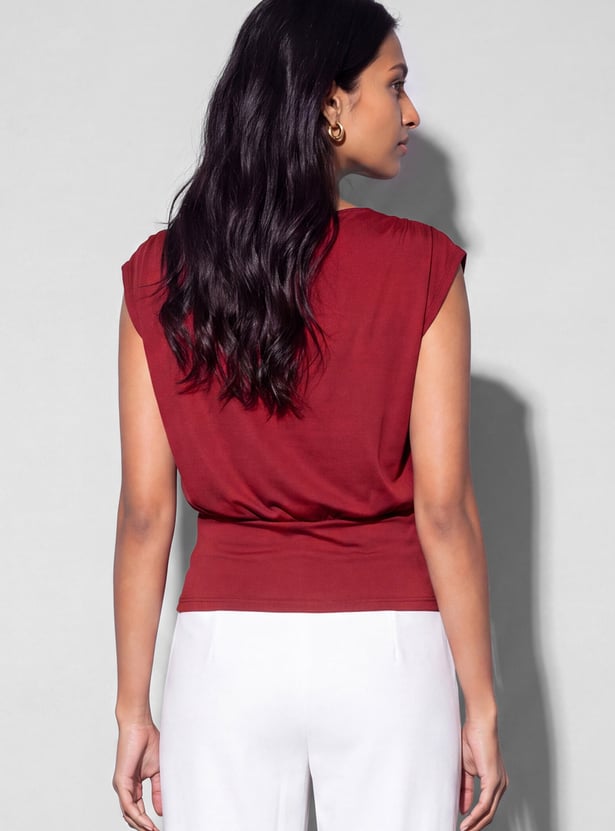 CODE Solid Cowl Neck Top