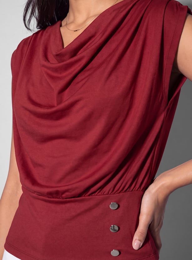 CODE Solid Cowl Neck Top
