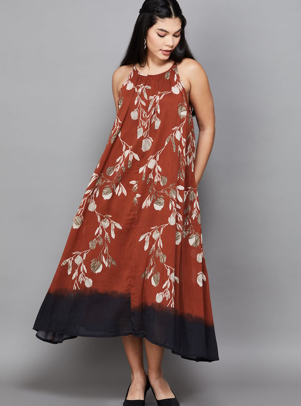 W Printed A-line Midi Dress
