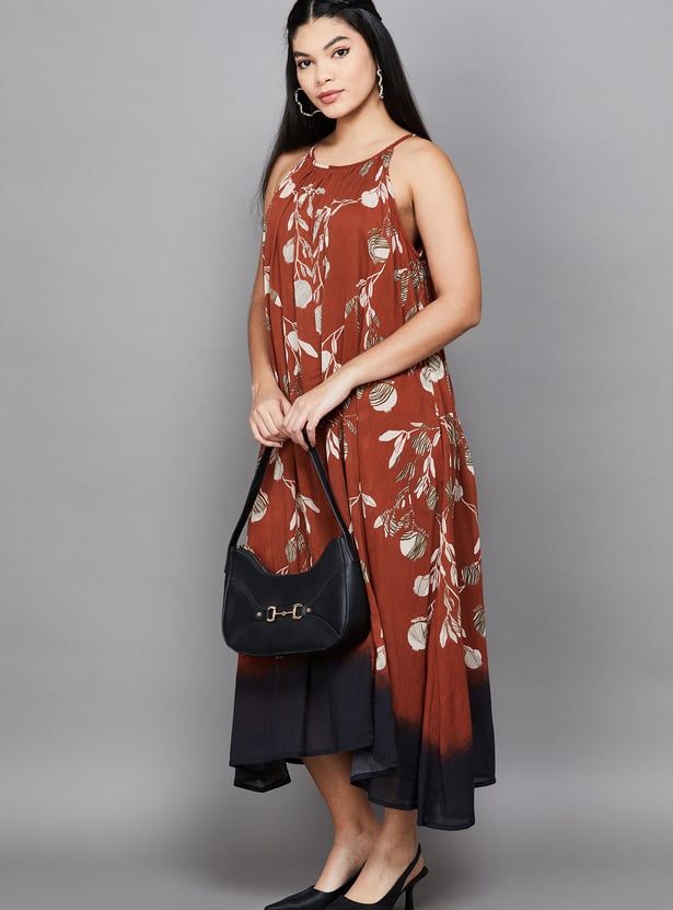 W Printed A-line Midi Dress