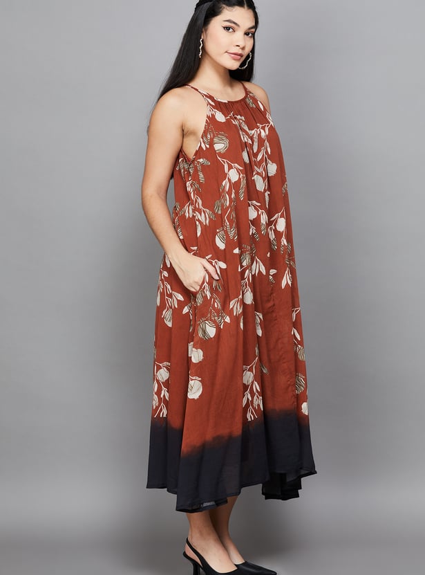 W Printed A-line Midi Dress
