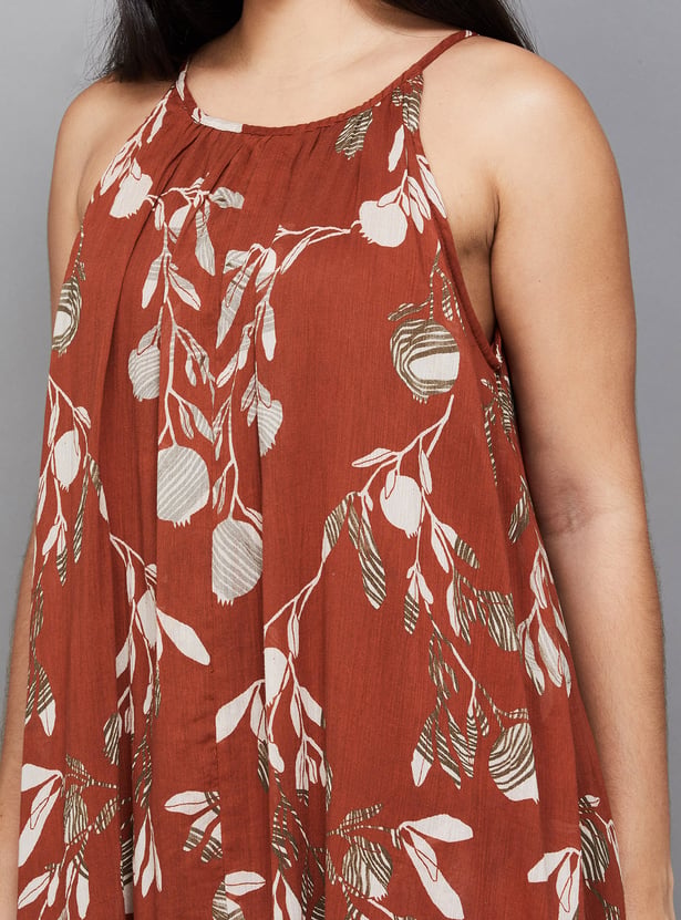 W Printed A-line Midi Dress