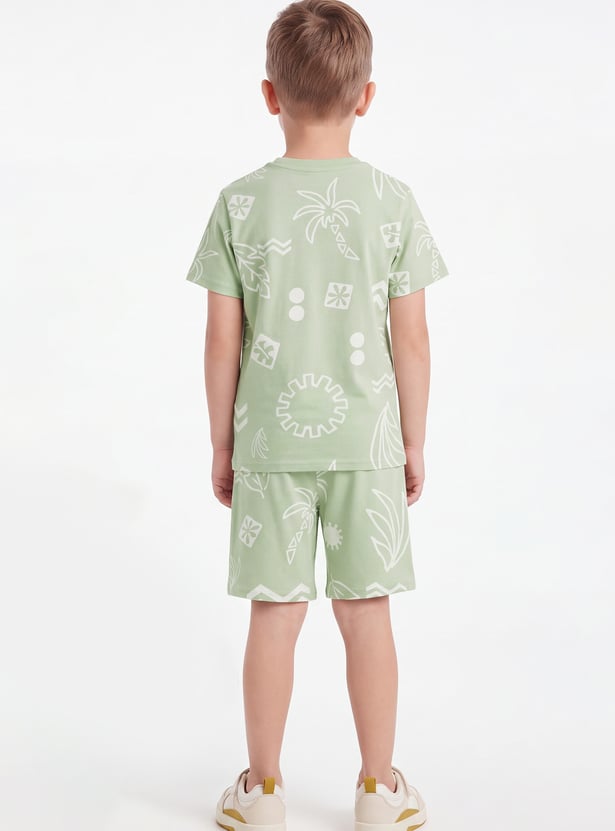 FAME FOREVER Boys Graphic Print T-shirt with Shorts Set