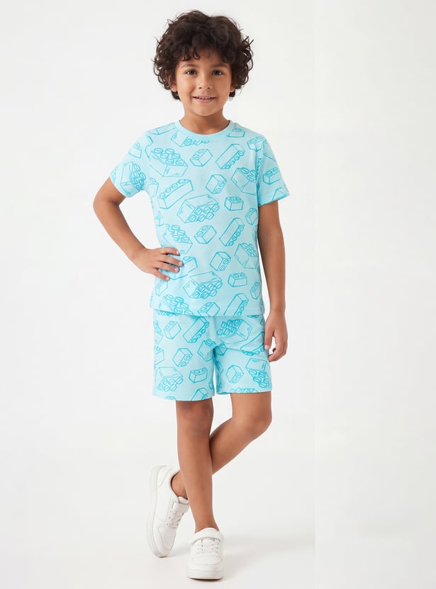 FAME FOREVER Boys Graphic Print T-shirt with Shorts Set