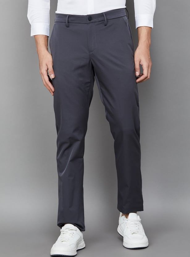 ALLEN SOLLY Solid Slim Straight Trousers