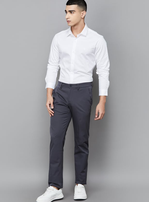 ALLEN SOLLY Solid Slim Straight Trousers
