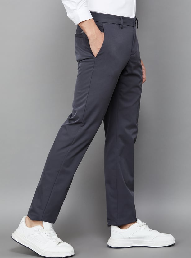ALLEN SOLLY Solid Slim Straight Trousers