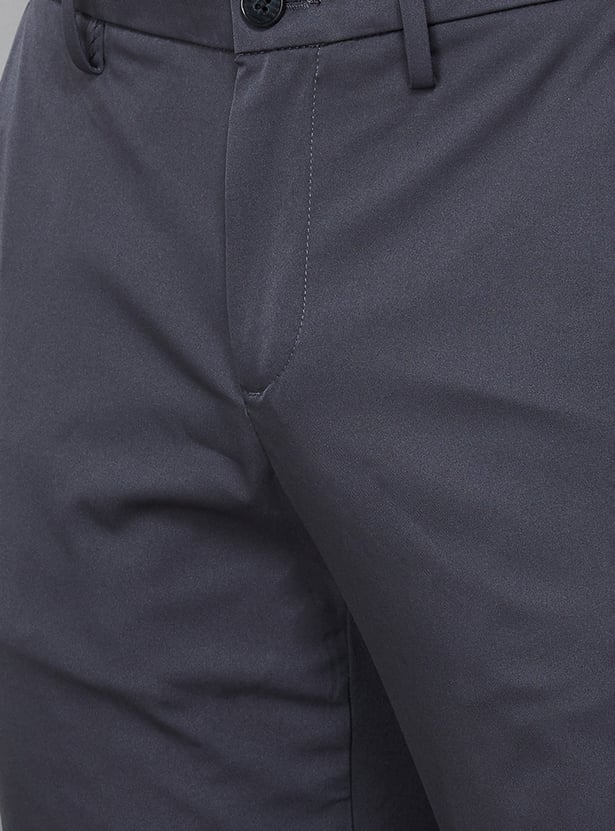ALLEN SOLLY Solid Slim Straight Trousers
