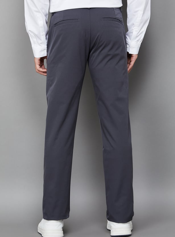 ALLEN SOLLY Solid Slim Straight Trousers