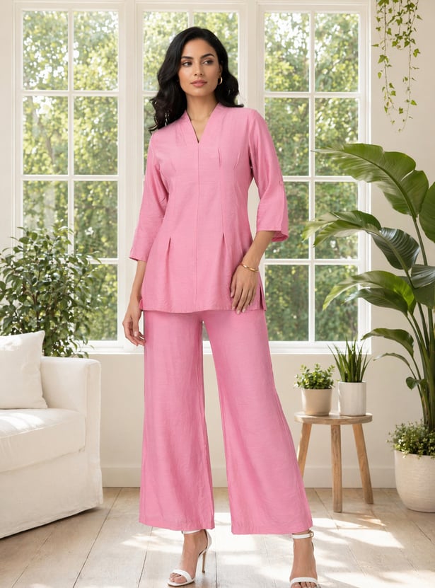 AURELIA Solid Kurti Palazzo Set