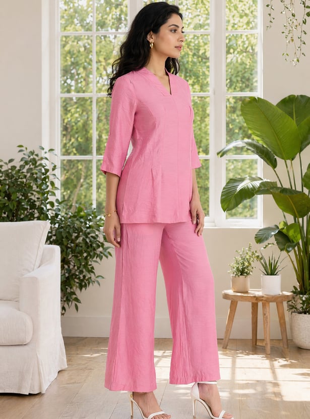 AURELIA Solid Kurti Palazzo Set