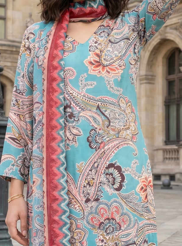 W Paisley Print Straight Kurta Set