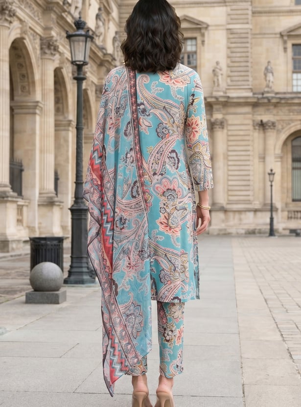 W Paisley Print Straight Kurta Set