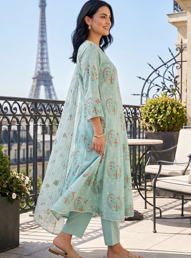 W Paisley Print A-line Kurta Set