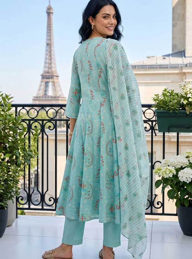 W Paisley Print A-line Kurta Set