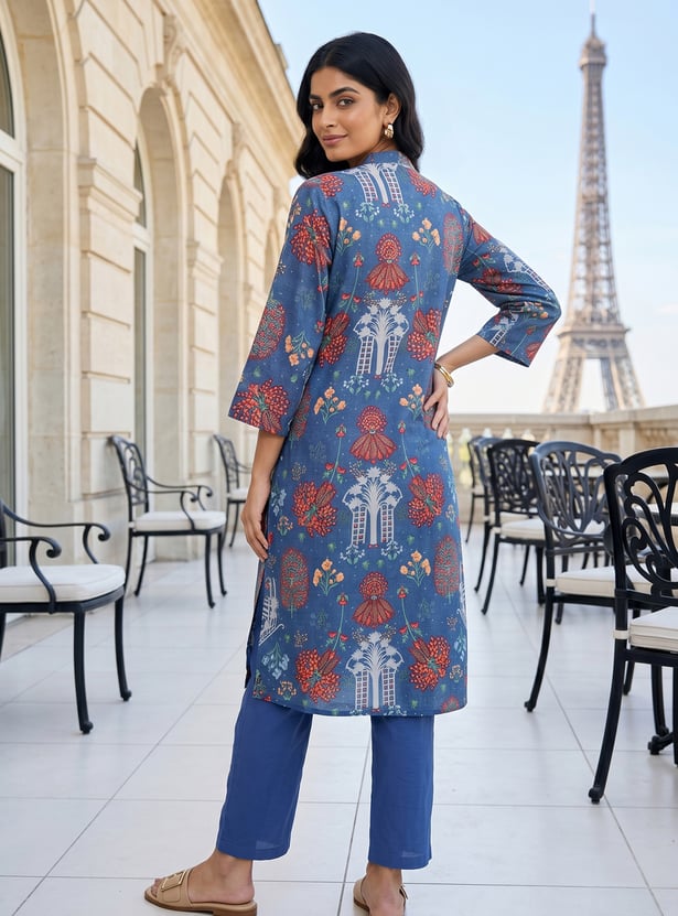W Floral Print Straight Kurta Set